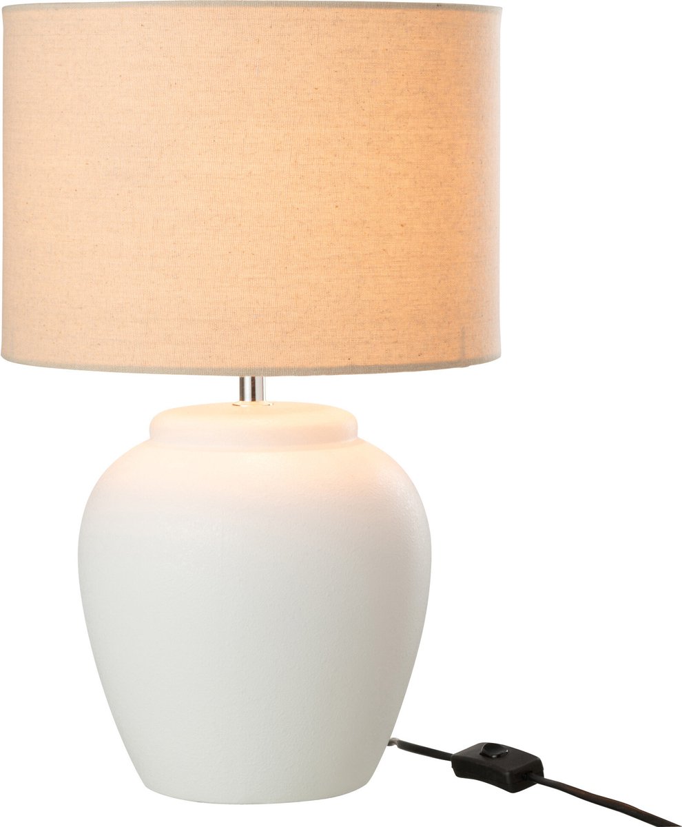 J-Line lamp Meli + kap - keramiek/linnen - wit - small