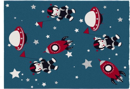 OZAIA Tapijt voor kinderen met astronautenmotieven - Glanzende lurex-afwerking - 120 x 170 cm - Meerdere kleuren - ASTRONO L 170 cm x H 1.6 cm x D 120 cm