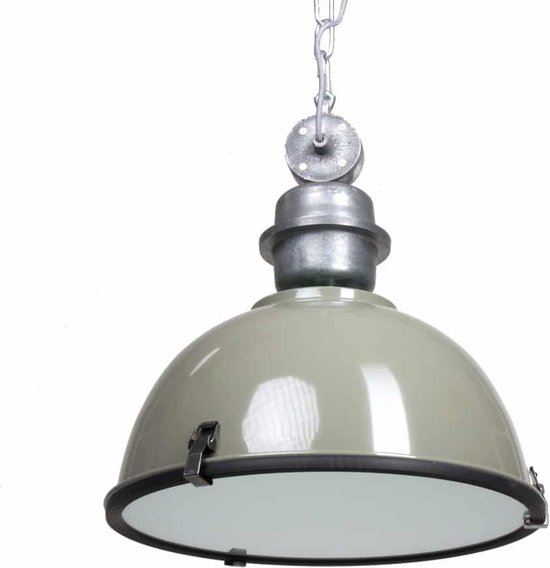 Industriële hanglamp Bikkel | 1 lichts | groen | glas / metaal | Ø 42 cm | in hoogte verstelbaar tot 150 cm | eetkamer / woonkamer / slaapkamer lamp | industrieel / modern / robuust design