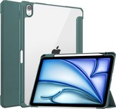 Hoozey - Tablet hoes geschikt voor iPad Air (2024) - Acrylic Trifold case met Pencil houder - 11 inch - Donkergroen