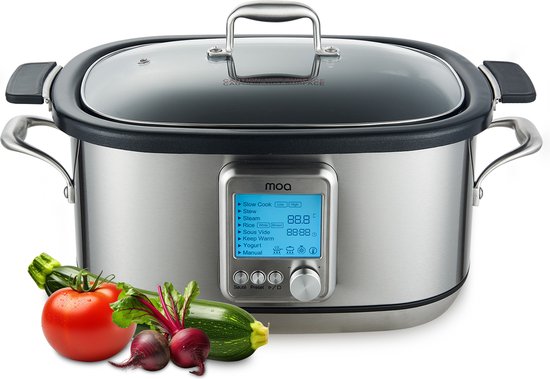 Foto: Moa multicooker slowcooker 8 kookfuncties 6 liter 1250w rijstkoker stoomkoker sous vide koker yoghurtmaker rvs mc01s