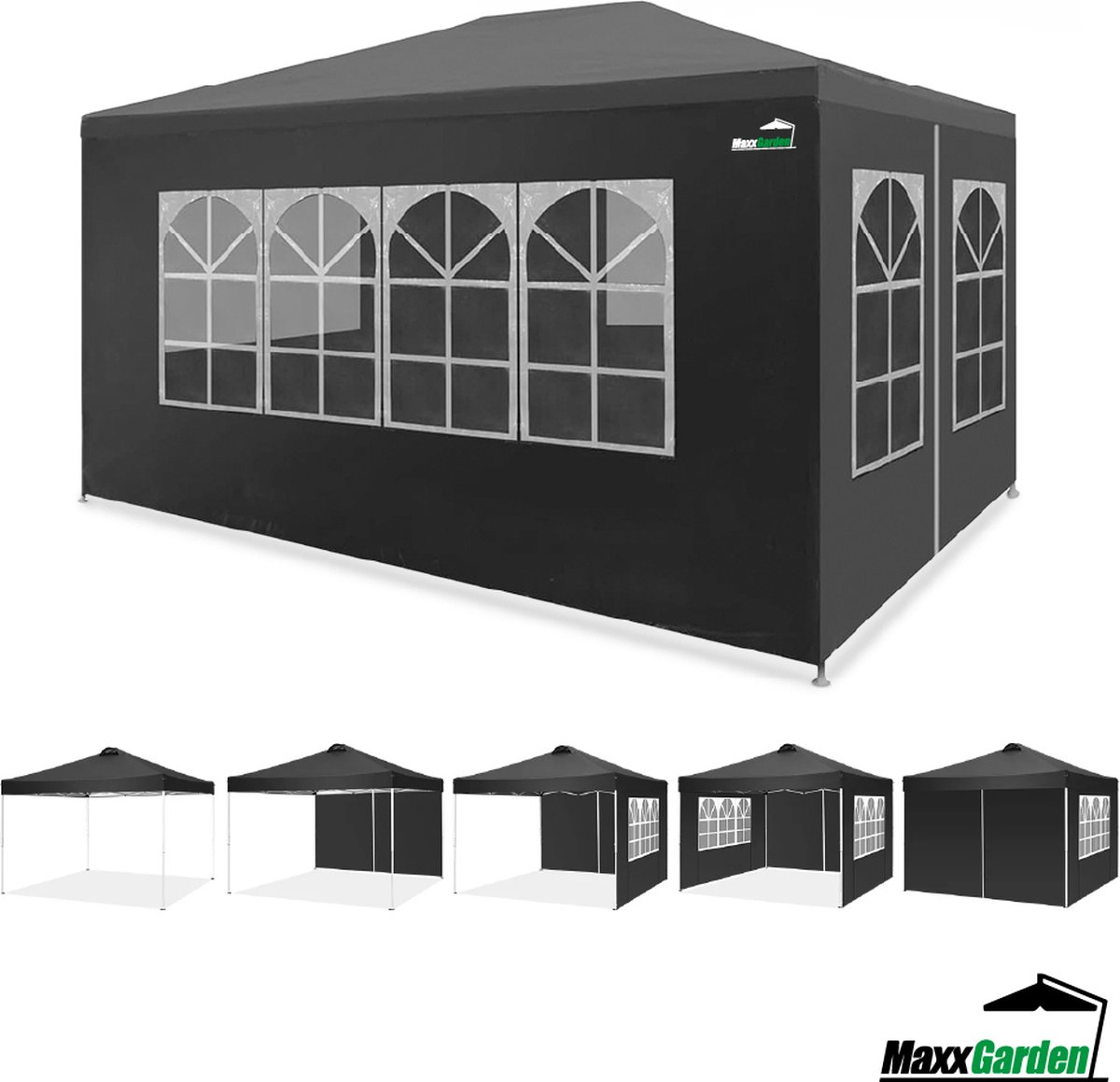 MAXXGARDEN Tuinpaviljoen 3x4 m 12m² Vouwpaviljoen Met Zijpanelen Partytent