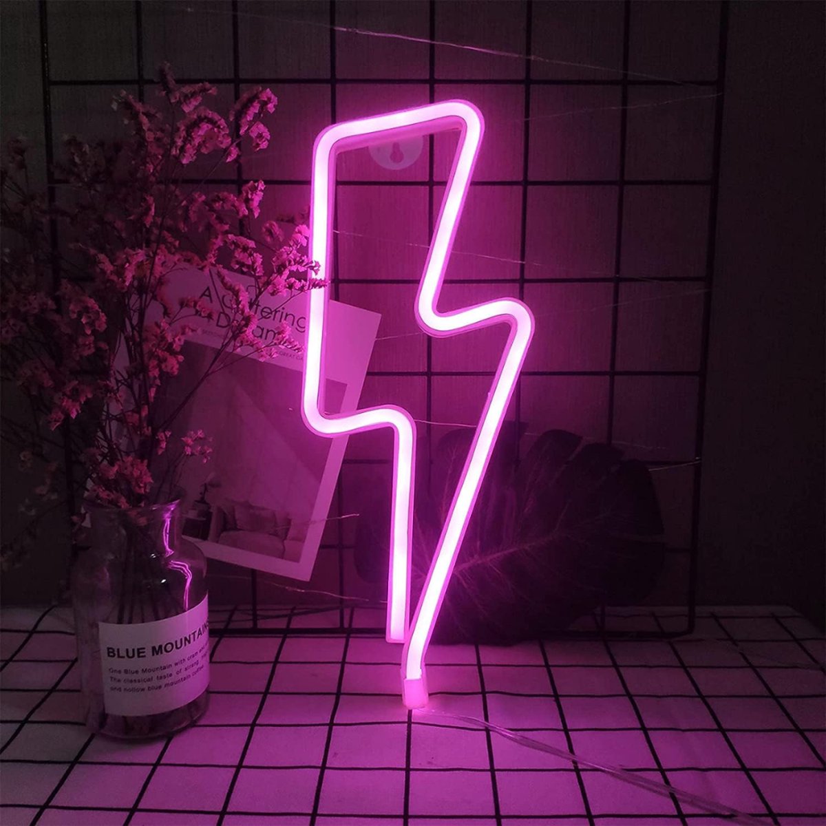 ZoeZo - Neon Wandlamp Bliksem - Roze - LED - Neon Verlichting - Sfeerverlichting - Led lamp - Neonlicht - Neon lamp