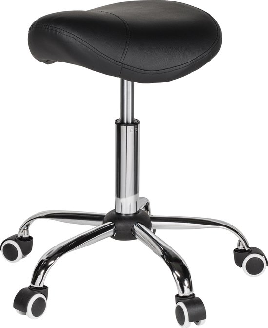 Tabouret selle Nuvolix - tabouret de coiffeur - tabouret sur roulettes - tabouret - noir