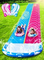 686 cm Double Water Slide Heavy Duty Gazonglijbaan met sproeier en 2 opblaasbare planken voor zomer party binnenplaats gazon buiten water spelen activiteiten