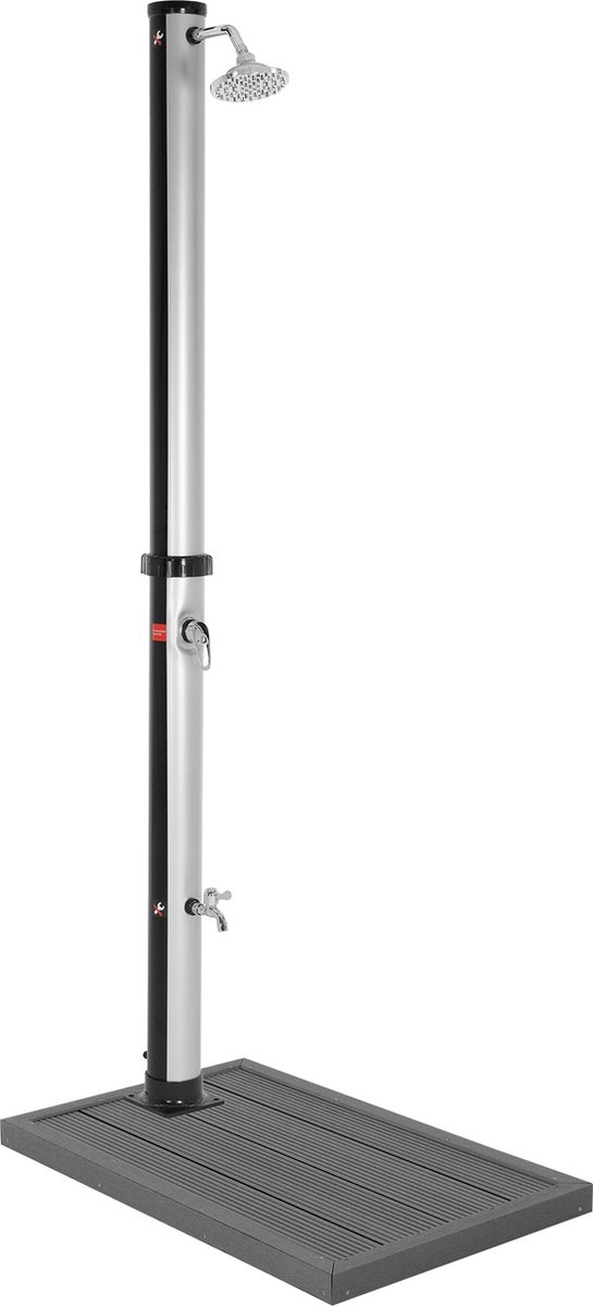 Zonnedouche 20L met voetdouche en regendouchekop 217 cm Zilver/Zwart ML-Design