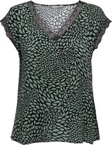 Only T-shirt Onljasmina Fr S/s V-neck Lace Top P 15252241 Dark Ivy/seaside Le Dames Maat - S
