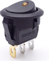 Earu® - KCD3-12 - Wipschakelaar 12V/20A - Rond - LED indicator Geel - Auto/Boot/Camper per stuk