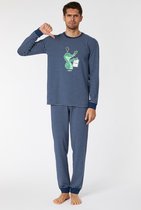 Woody pyjama jongens/heren - marineblauw-wit gestreept - krokodil - 221-1-PZL-Z/981 - maat S