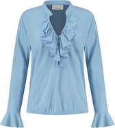 Helena Hart Blouse Ruche in Licht Blauw in L