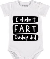 Baby Rompertje met tekst 'I didn't fart, daddy did' |Korte mouw l | wit zwart | maat 50/56 | cadeau | Kraamcadeau | Kraamkado