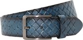 Leren Riem Blauw - Riemmaat 115 - Jeansriem - Gevlochten Riem - Echt Leer - Cadeau