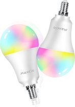 WiFi-lamp, Maxcio Smart Smart Bulb-afstandsbediening via gratis APP, dimbare RGB-kleur, 9W-E14 LED-lamp compatibel met Alexa en Google Home (2 pakketten)