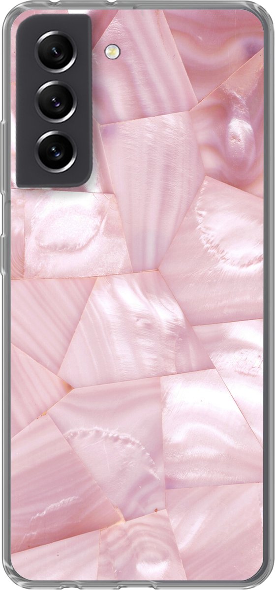 Telefoonhoesje Geschikt voor Samsung Galaxy S21 FE hoesje - Natuursteen - Parelmoer - Luxe - Siliconen Telefoonhoesje Telefoonhoesje