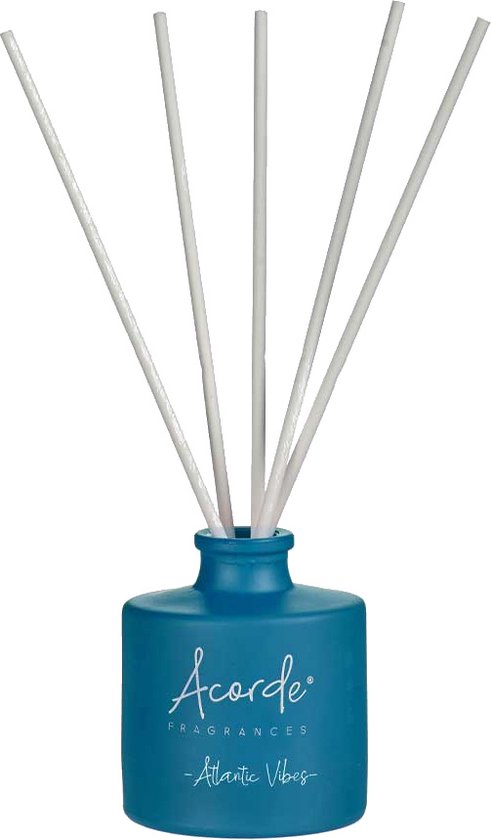 Foto: Acorde geurstokjes atlantic vibes 100 ml hout glas petrolblauw