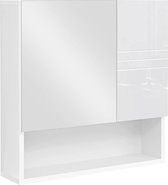 IN.HOMEXL - Atkins - Badkamerkastje met Spiegel als Deuren, Spiegelkast Badkamer, 55x14x54 cm - Wit