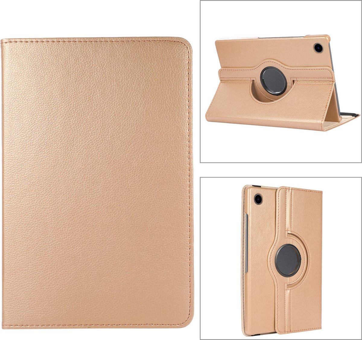 Geschikt Voor Geschikt Voor Samsung Galaxy Tab A8 Hoes - Tablet A8 Bookcase - Tab A8 Hoesje - Case Cover - 360 Draaibaar - Roterend Hoesje - Met Standaard - Goud