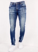 Slim Fit Spijkerbroek Mannen Scheuren - SLM-34 - Blauw