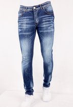 Slim Fit Denim Heren met Paint Splatter -DC-008- Blauw