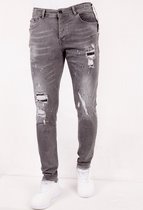 Damaged Slim fit Jeans met Paint Splatter -DC-012- Grijs