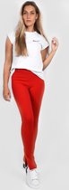 Split flared broek | Broek dames | Flared | Split | Elastieken band | Vrouwelijk | Kleur Rood | Maat S