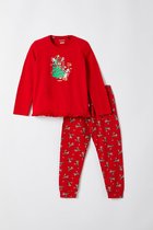 Woody pyjama kerst meisjes/dames - rood - rendier - 212-1-CPB-Z/407 - maat 98
