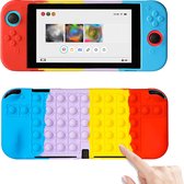 YONO Pop It Hoesje geschikt voor Nintendo Switch OLED – Siliconen Grip Case – Fidget Toys Accessoires – Regenboog
