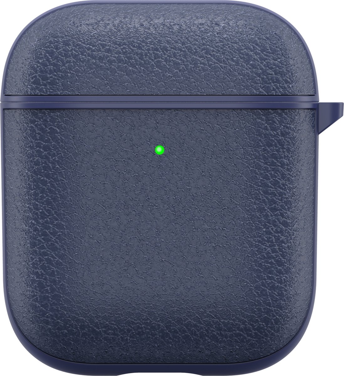 Genuine Leather Hoesje - Geschikt voor Airpods 1 en AirPods 2 - Blauw