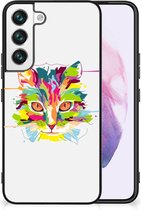 GSM Hoesje Geschikt voor Samsung Galaxy S22 Mobiel TPU Hardcase met Zwarte rand Cat Color