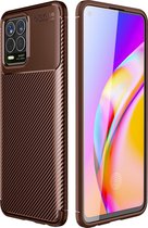 Realme 8 Hoesje - Mobigear - Racing Serie - TPU Backcover - Bruin - Hoesje Geschikt Voor Realme 8