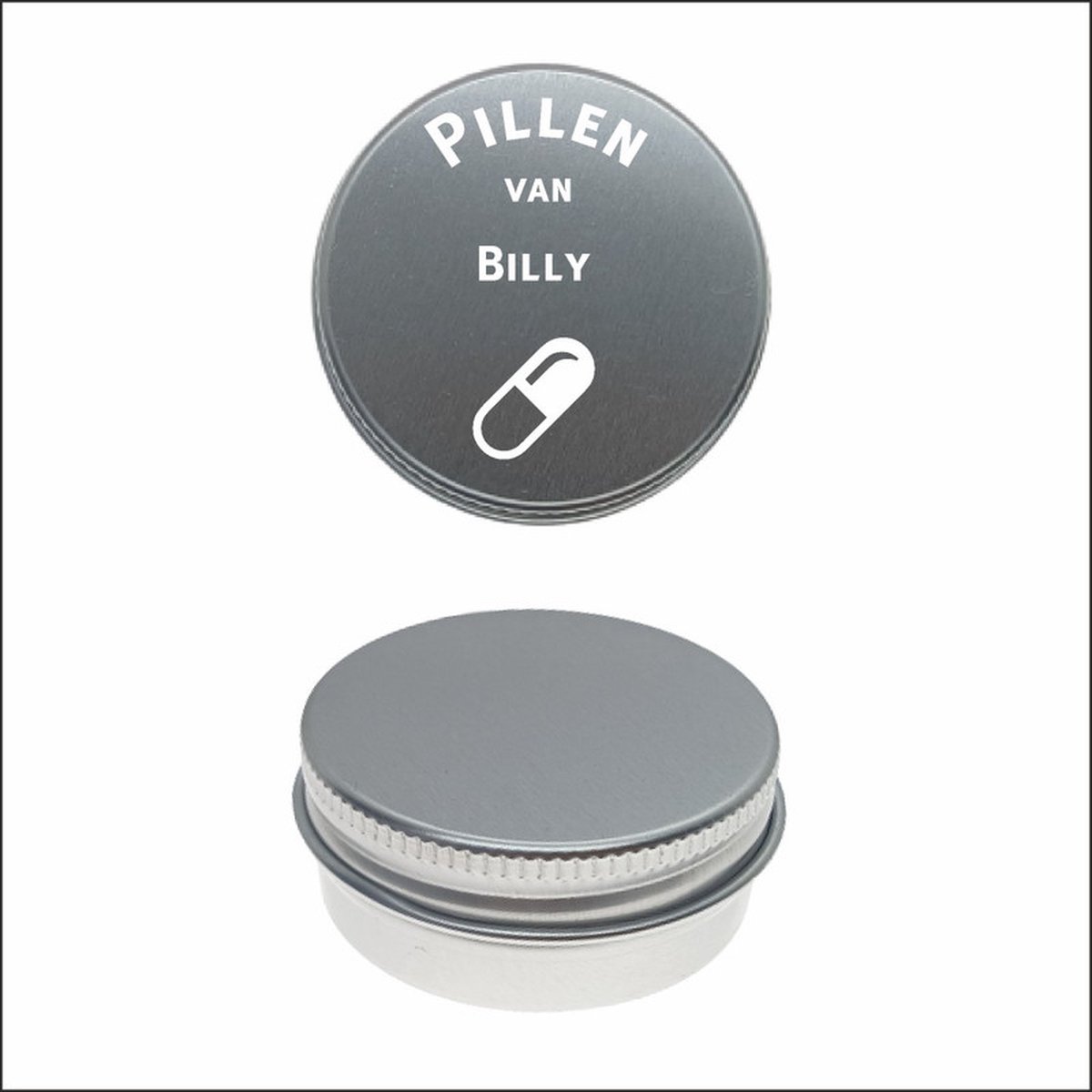 Goedkoopste Pillen Blikje Met Naam Gravering - Billy