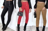 Damesbroek fashion broek hoge taille rood maat XS/S