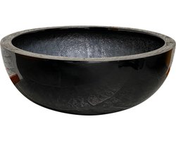 bloempot plantenschaal fiberstone rond 50 cm hoogglans zwart voor binnen en buiten