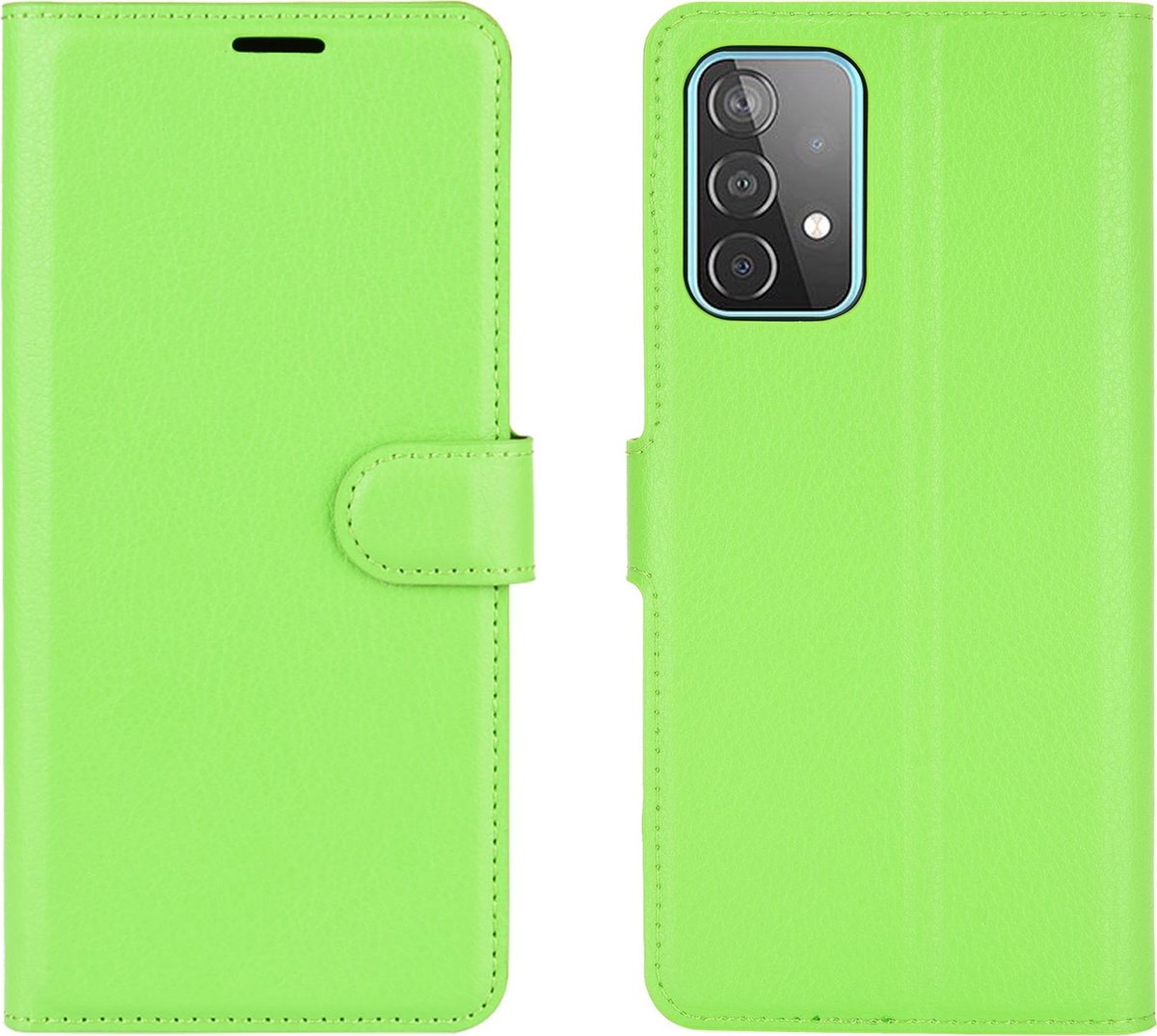 Mobigear Telefoonhoesje geschikt voor Samsung Galaxy A52 Hoesje | Mobigear Classic Bookcase Portemonnee | Pasjeshouder voor 3 Pasjes | Telefoonhoesje voor Pinpas / OV Kaart / Rijbewijs - Groen