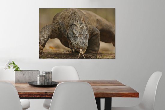 Tableau sur toile Gros plan d'un dragon de Komodo - 60x40 cm - Décoration murale