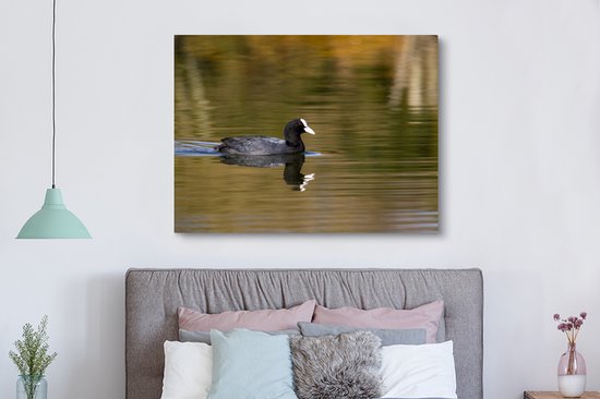 Tableau sur toile Foulque dans l'eau - 160x120 cm - Décoration murale XXL