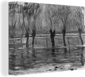 Canvas Schilderij Overstroomde wateren bij Giverny - Schilderij van Claude Monet - 120x90 cm - Wanddecoratie