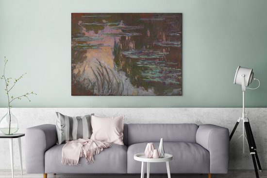 Tableau sur toile Les Nymphéas au soleil couchant - Tableau de Claude Monet - 120x90 cm - Décoration murale