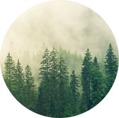 Behangcirkel met dennenbomen en mist | ⌀ 155 cm | Wandecoratie | Wandcirkel