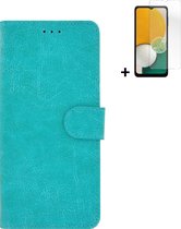 Hoesje Samsung Galaxy A13 5G - Bookcase - Screenprotector Samsung Galaxy A13 5G - Samsung A13 5G Hoes Wallet Book Case Turquoise + Screenprotector