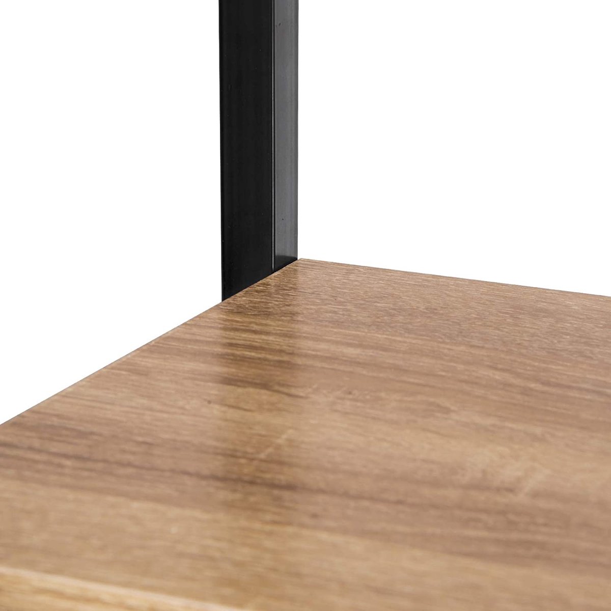WOLTU Boekenkast met 6 planken, industriële planken met 4 haken, mdf- en metalen ladderrek voor woonkamer, keuken, studeerkamer, kantoor, zwart frame, 36 x 41 x 187 cm, RGB30hov