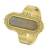 Lucardi - Dames Goldplated ring met ovale cats eye - Ring - Cadeau - Staal - Goudkleurig