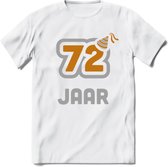 72 Jaar Feest T-Shirt | Goud - Zilver | Grappig Verjaardag Cadeau Shirt | Dames - Heren - Unisex | Tshirt Kleding Kado | - Wit - 3XL