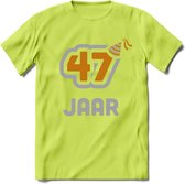 47 Jaar Feest T-Shirt | Goud - Zilver | Grappig Verjaardag Cadeau Shirt | Dames - Heren - Unisex | Tshirt Kleding Kado | - Groen - M