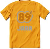 89 Jaar Feest T-Shirt | Goud - Zilver | Grappig Verjaardag Cadeau Shirt | Dames - Heren - Unisex | Tshirt Kleding Kado | - Geel - XL