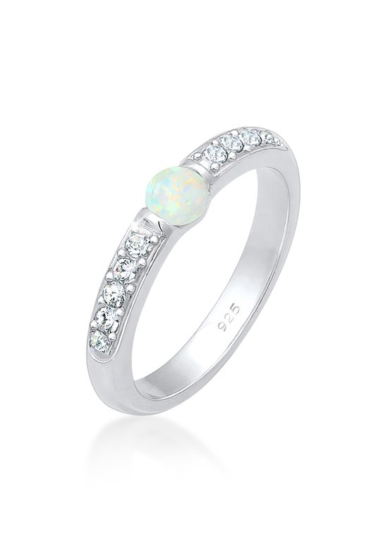 Elli PREMIUM Dames Ringen Dames Precious Glamorous met Kristallen en Opaal in 925 Sterling Silver