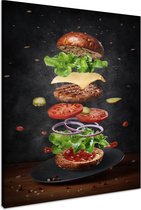 Schilderij - Bouw je Hamburger, Premium Print op Canvas