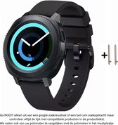 Zwart Siliconen Bandje voor 20mm Smartwatches van Samsung, Pebble, Garmin, Huawei, Moto, Ticwatch, Seiko, Citizen en Q – 20 mm black rubber smartwatch strap - Gear S2 - Watch Activ