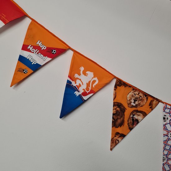 Holland EK en WK voetbal vlaggenlijn katoenen paneel stof voor 18/36 vlaggetjes