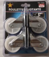 roulette pivotante X 4 pcs 50 mm ENV/  swivel caster/ wielen  wit  voor bureaus of stoelen